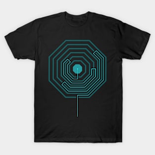 Octagonal Maze in shades of Green T-Shirt